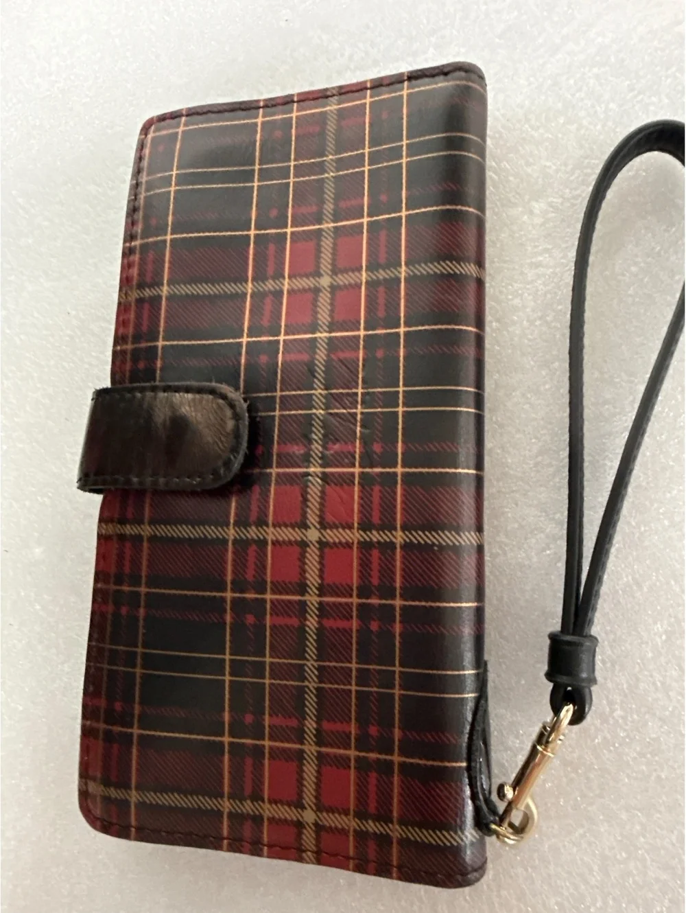 Patricia Nash Red Tartan Plaid Leather Wristlet Wallet
